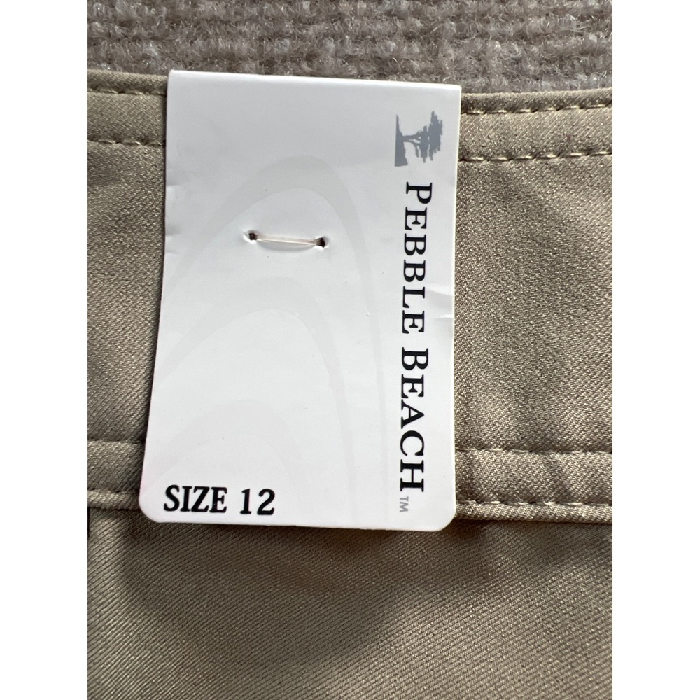 Pebble Beach Performance Womens Khaki Golf Bermuda Shorts Size 12 Stretch Tan - Picture 2 of 8